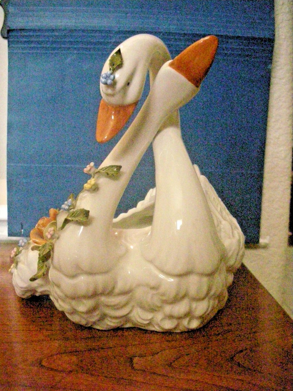 Vintage Capodimonte Style Porcelain Swan Vase, Made in Italy